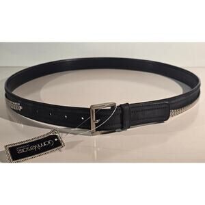 Vintage Gianni Versace Black Leather Belt Silver Chain Size 100 40 NWT